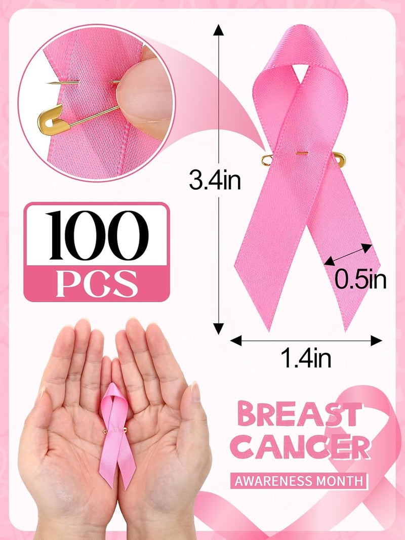 Alphatool 100 Pcs Breast Cancer Awareness Pink Ribbon Pins - Breast Cancer Gifts for Woman Breast Cancer Awareness Accessories for Public Event Charity Survivor Campaign Party Favors - Image 5